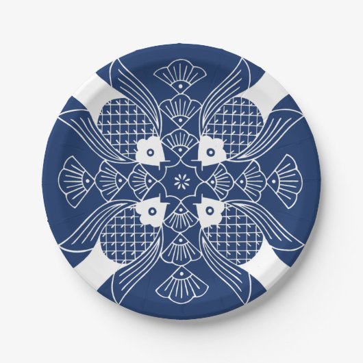 Assiettes En Carton Poisson sous-marin avec Arrière - plan bleu (Devant)