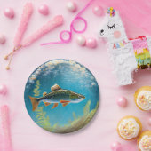 Assiettes En Carton Poisson volant de truite arc-en-ciel (Fête)