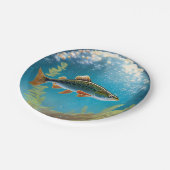 Assiettes En Carton Poisson volant de truite arc-en-ciel (Angle)