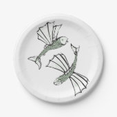 Assiettes En Carton Poisson volant Main Tirée Océan Créature (Devant)