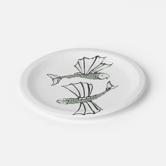 Assiettes En Carton Poisson volant Main Tirée Océan Créature (Angle)