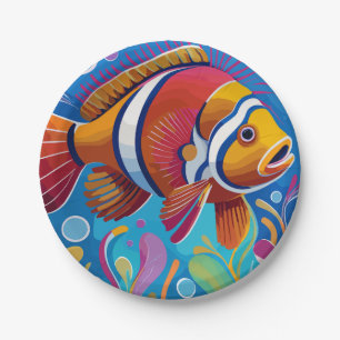 Assiettes En Carton Poissons colorés dans la barrière de corail
