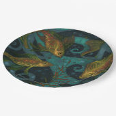 Assiettes En Carton Poissons Dorés, Pisces, Art Nautique Sous-Marin No (Angle)