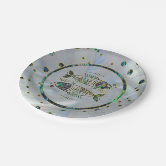 Assiettes En Carton Poissons Zodiac or Abalone sur Constellation (Angle)
