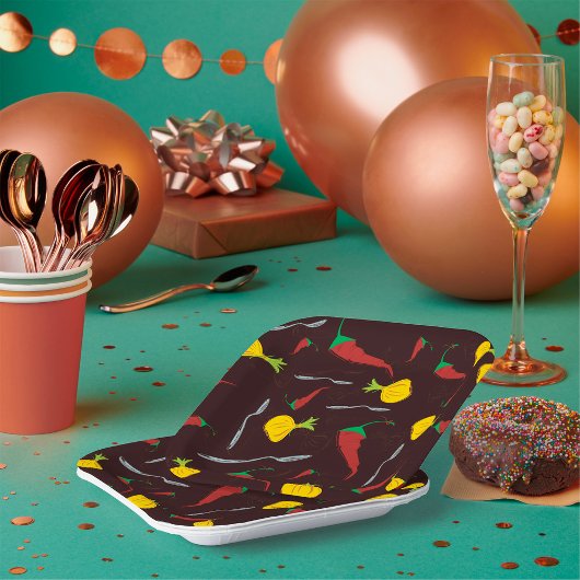 Assiettes En Carton Poivrons Et Oignons