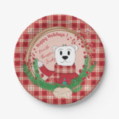 Assiettes En Carton Polar Bear Pop Vacances Plaques de papier rouge (Devant)
