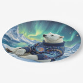 Assiettes En Carton Polar Bear Sitting Under Northern Lights (Angle)