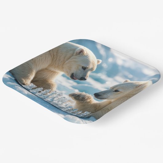 Assiettes En Carton Polar Bears Playing Chess On a Glacier (Angulaire)