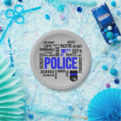 Assiettes En Carton Police avec des mots descriptifs Plaques de Parti (Fête)
