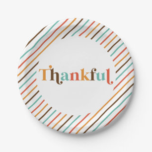 Assiettes En Carton Police d'écriture Rétro Reconnaissant Thanksgiving
