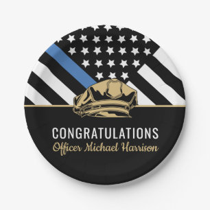 Assiettes En Carton Police Graduation Party Blue Line Police Enforceme