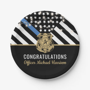 Assiettes En Carton Police Graduation Party Blue Line Police Enforceme