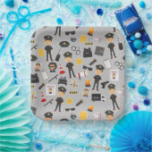 Assiettes En Carton Police Officier fête d'anniversaire Gris (Fête)
