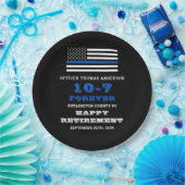 Assiettes En Carton Police Party Mince ligne bleue joyeuse retraite (Fête)