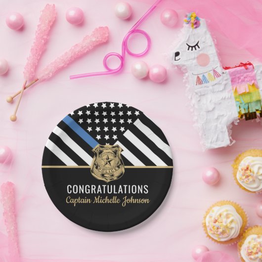 Assiettes En Carton Police Retraite Ligne bleue Application de la loi (Fête)