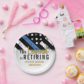 Assiettes En Carton Police Retraite Ligne bleue Drapeau Application de (Fête)