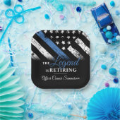 Assiettes En Carton Police Retraite Ligne bleue Drapeau Application de (Fête)