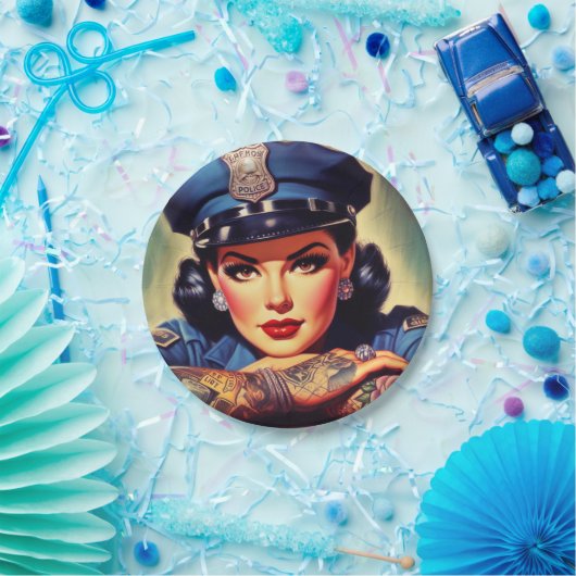 Assiettes En Carton Police rétro (Fête)