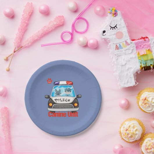 Assiettes En Carton Policier d'unité et chien policier canins dans la (Fête)