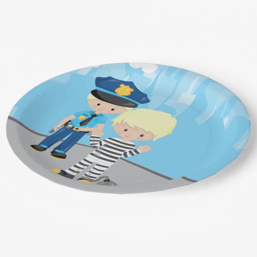 Assiettes En Carton Policier mignon (Angle)