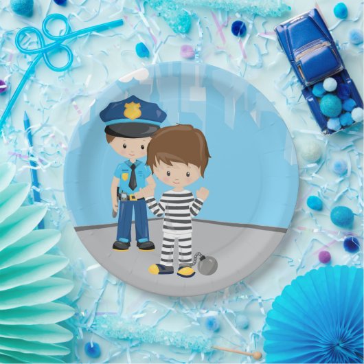 Assiettes En Carton Policier mignon (Fête)