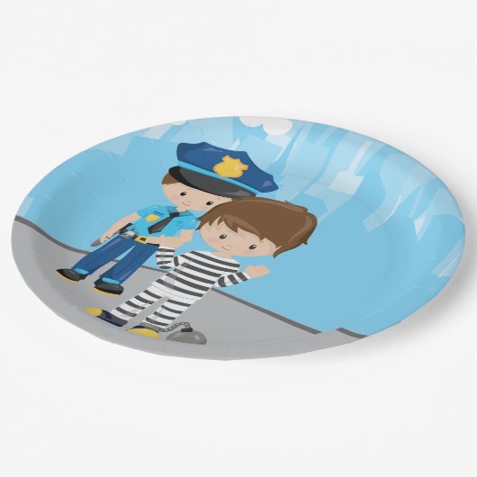 Assiettes En Carton Policier mignon (Angle)