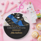 Assiettes En Carton Policier Party Blue Gold Félicitations (Fête)