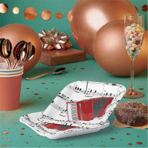 Assiettes En Carton Polk...ons avec l'accordéon rouge