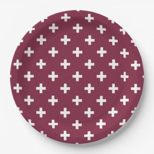 Assiettes En Carton Polka blanche croise sur mûrier