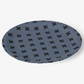 Assiettes En Carton Polka noire croise sur bleu-gris (Angle)
