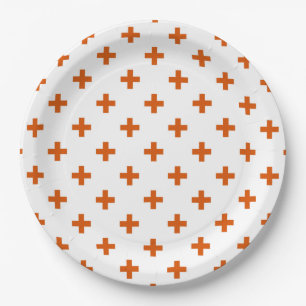 Assiettes En Carton Polka orange croise sur blanc