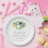 Assiettes En Carton Polka point jaune bleu citron nuptiale plaque de p (Fête)