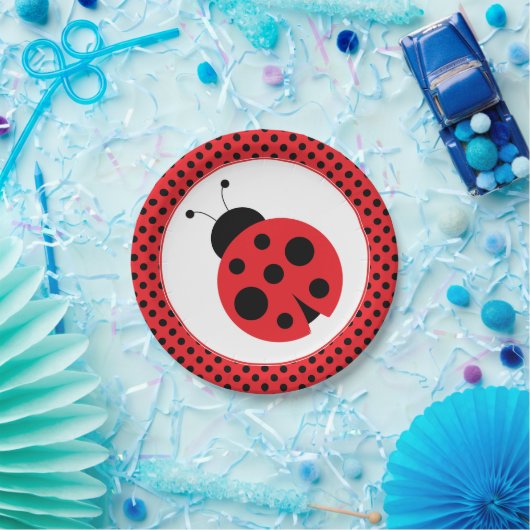 Assiettes En Carton Polkadot rouge et noir Ladybug Party Plaques (Fête)