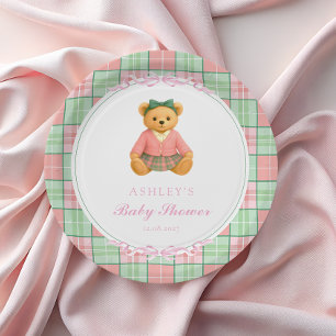 Assiettes En Carton Polo Teddy ours fille ours Baby shower