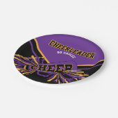 Assiettes En Carton Pom-pom girl en violet, or et noir (Angle)