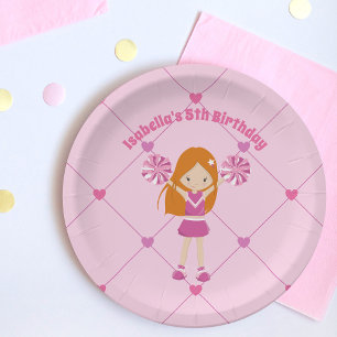 Assiettes En Carton Pom-pom girl Redhead Fille mignonne Anniversaire d
