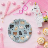 Assiettes En Carton Poméranie Paw-prints et os de chien (Fête)