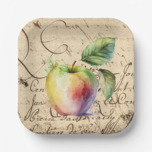 Assiettes En Carton pomme aquarelle (Recto)