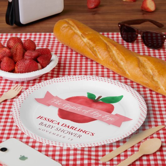 Assiettes En Carton Pomme de mon oeil tomber | baby shower à thème été (Pique-nique)