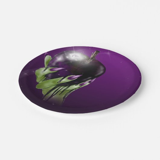 Assiettes En Carton Pomme empoisonnée Sorcière méchante Fête d'Hallowe (Angle)