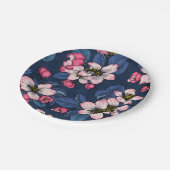 Assiettes En Carton Pomme fleurit sur un bleu foncé (Angle)