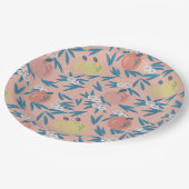 Assiettes En Carton Pomme Floral Patal Coral Rose (Angle)