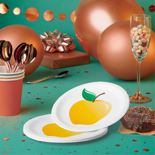 Assiettes En Carton Pomme jaune dorée