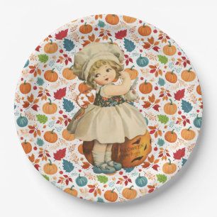Assiettes En Carton Pomme sculptée et Halloween Citrouille coloré