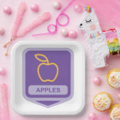 Assiettes En Carton Pomme violette Badge Conception Fruit Lover (Fête)