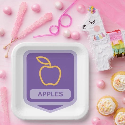 Assiettes En Carton Pomme violette Badge Conception Fruit Lover (Fête)