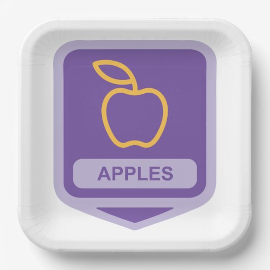 Assiettes En Carton Pomme violette Badge Conception Fruit Lover (Recto)