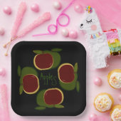 Assiettes En Carton Pommes Graphique Noir Rouge Vert Fruit (Fête)