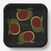 Assiettes En Carton Pommes Graphique Noir Rouge Vert Fruit (Recto)