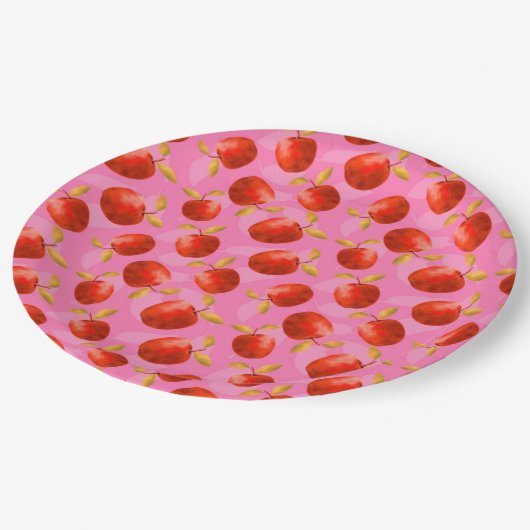 Assiettes En Carton Pommes rouges (Angle)